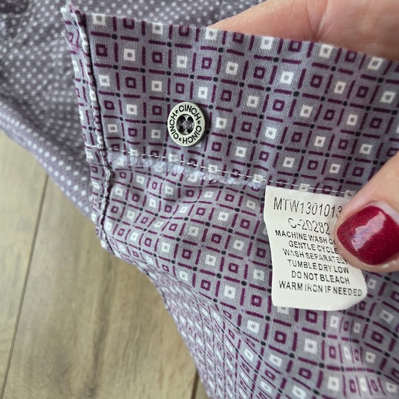 Cinch Men's Shirt XL Purple Western Wear Long Sleeve Button Down Cotton - Picture 6 of 10